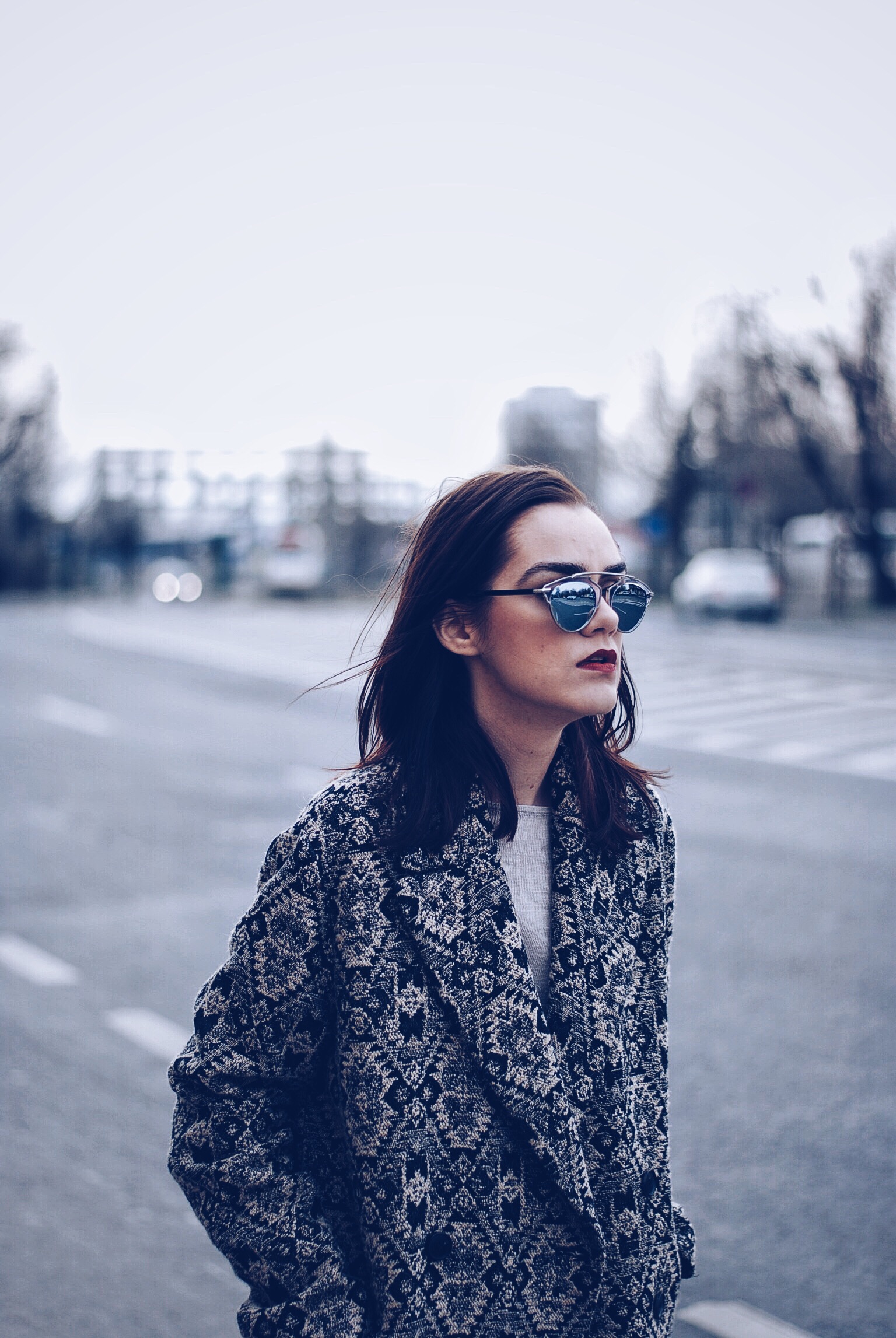 Camel outfit, Print coat, SoReal sunglasses by Andreea Birsan