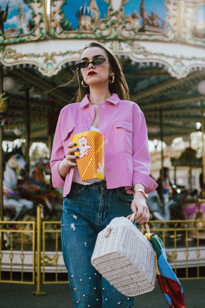 Pink cropped jacket, pearl embellishes mom jeans, pink mules, white straw bag, micro sunglasses, andreea birsan, couturezilla, cute spring outfit ideas 2018, pink dehim jacket, pink jacket, cotton jacket, how to wear double denim like a fashion blogger, canadian tuxedo how to, white cami top, spaghetti straps top, camisole, how to wear a camisole, the zara sold out pearl embellished mom jeans, step hem mom jeans, pearl jeans, pearl denim, pearled jeans, the best jeans with pearls, pink suede wconcept kitten heel mules, marcie pink mules with kitten heel, pink mules, how to wear mules, what to wear with mules, how to pull off double denim, the small sunglasses trend, micro sunglasses, matrix sunglasses, 90s sunglasses, small cat eye sunglasses from asos, sold out small sunglasses, where to find the best small sunglasses, layered gold necklaces, wconcept, w concept, designer, gold hoop earrings, bamboo basket bag in white, limited edition raffia bag, cutest bag from mango, beautiful bag on a budget, straw bag for summer, how to wear the straw bag trend, striped scarf, carousel, popcorn, blue and pink, how to wear pink without looking too feminine, kitten heels, mules, slides, how to look Parisian chic, European summer street style inspiration for women 2017, pinterest chic outfit ideas for woman, summer outfit ideas, summer ootd inspiration, outfit of the day, ootd, fashion icon, style inspiration, fashionista, fashion inspiration, style inspo, what to wear in summer, how to look French, chic on a budget, zara outfit, mango, topshop, asos, river island, forever 21, urban outfitters, how to mix high end pieces with luxury ones, zara and Gucci,outfit alternatives for summer, tomboy chic, minimal outfit, tumblr girls photos, pictures, happy girl, women, smart casual outfits, the best outfit ideas 2017, what to wear when you don’t feel inspired, summer in Europe, weekend attire, uniform, French women in summer, European outfit ideas 2017, minimal chic outfit, how to stand out, the best outfit ideas for summer, the sunglasses you have seen everywhere on Instagram, glasses, uk fashion blogger, united kingdom, uk fashion blog, fashion and travel blog, Europe, women with style, street style, summer fashion trends 2017, best fashion ideas, styling, fall fashion, fall outfit, fall ootd, fall perfect, transitional dressing, best transitional outfit ideas, how to wear statement earrings, dressing for autumn, autumn outfit, winter outfit ideas for work and school 2017