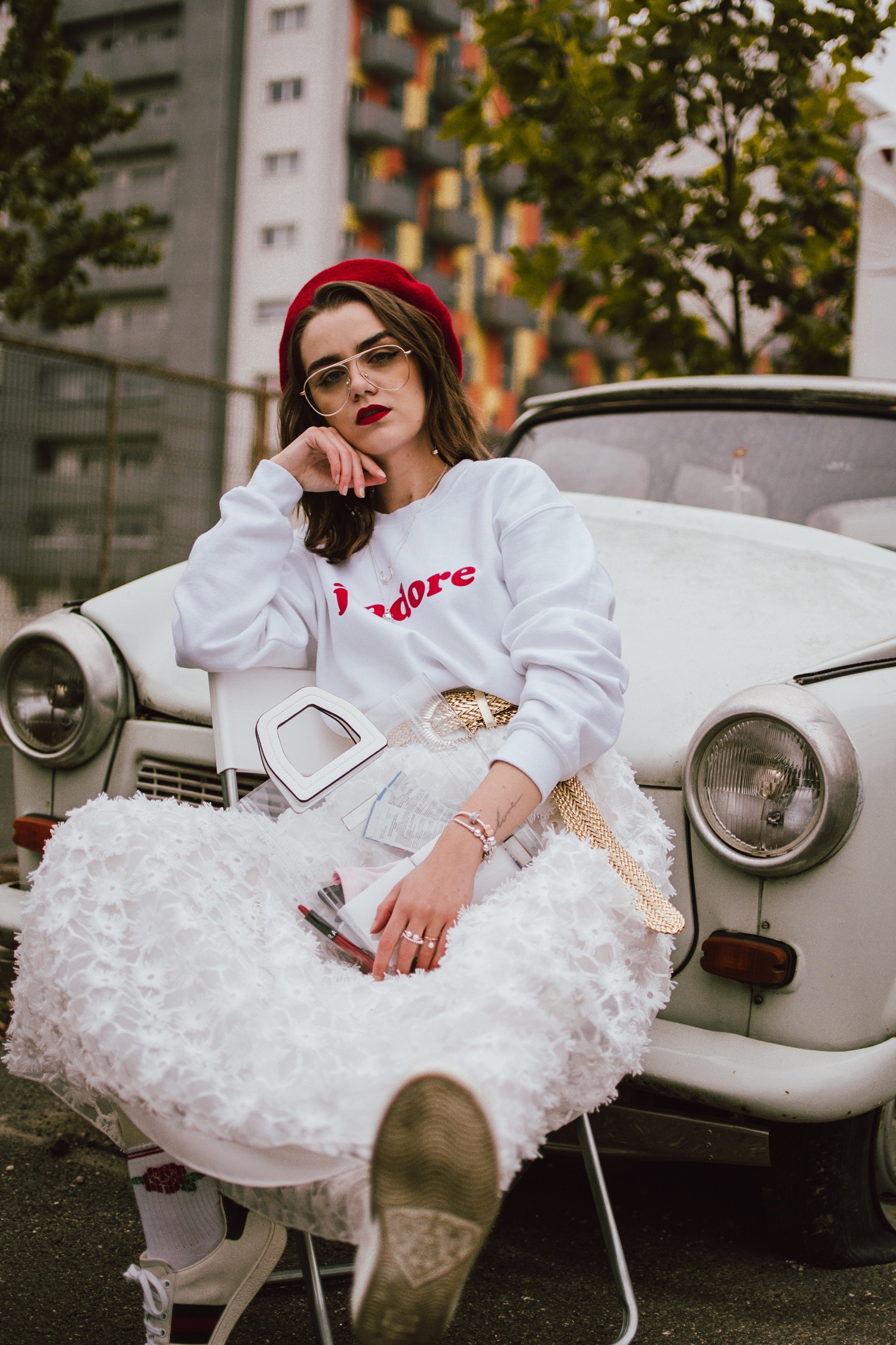 Pinko white maxi skirt, white j'adore jumper, pandora jewelry, gucci sneakers, all white outfit, red beret, andreea birsan, couturezilla, cute winter and fall outfit ideas 2018, pink long white skirt with floral brodery, floral skirt, how to wear maxi skirts in winter and autumn, how to pull off a maxi skirt, the maxi skirt you should wear, all white outfit for fall and winter 2018, how to wear an all white outfit, how to pull off all white outfits, the white on white outfit you should wear this fall, j’adore jumper, white sweatshirt, how to make a feminine skirt look edgy, edgy all white fall outfit, what top to wear with maxi skirts, maxi skirt and sneakers, gucci ace heart embroidered sneakers, white leather gucci sneakers with hearts, all white kicks, white leather trainers, white leather kicks, the best sneakers from gucci, where to get the best white sneakers from, where to find the best white sneakers, fall outfit ideas, white outfit to wear in the cold season, what to wear in winter 2018, red wool beret, how to wear a beret, how to style a beret, red and white outfit, gold metallic belt, clear lens aviator glasses, clear lens glasses, how to pull off the geeky clear lens glasses trend, edgy feminine outfit, andreea birsan street style 2018, boohoo jumper, sweatshirt, sweater, staud inspired transparent tote bag, clear bag, mango clear bag, how to wear the vinyl bag trend, how to wear the clear bag trend, transparent bag trend, all white look 2018, pandora purity jewelry, how to look Parisian chic, European summer street style inspiration for women 2017, pinterest chic outfit ideas for woman, summer outfit ideas, summer ootd inspiration, outfit of the day, ootd, fashion icon, style inspiration, fashionista, fashion inspiration, style inspo, what to wear in summer, how to look French, chic on a budget, zara outfit, mango, topshop, asos, river island, forever 21, urban outfitters, how to mix high end pieces with luxury ones, zara and Gucci,outfit alternatives for summer, tomboy chic, minimal outfit, tumblr girls photos, pictures, happy girl, women, smart casual outfits, the best outfit ideas 2017, what to wear when you don’t feel inspired, summer in Europe, weekend attire, uniform, French women in summer, European outfit ideas 2017, minimal chic outfit, how to stand out, the best outfit ideas for summer, the sunglasses you have seen everywhere on Instagram, glasses, uk fashion blogger, united kingdom, uk fashion blog, fashion and travel blog, Europe, women with style, street style, summer fashion trends 2017, best fashion ideas, styling, fall fashion, fall outfit, fall ootd, fall perfect, transitional dressing, best transitional outfit ideas, how to wear statement earrings, dressing for autumn, autumn outfit, winter outfit ideas for work and school